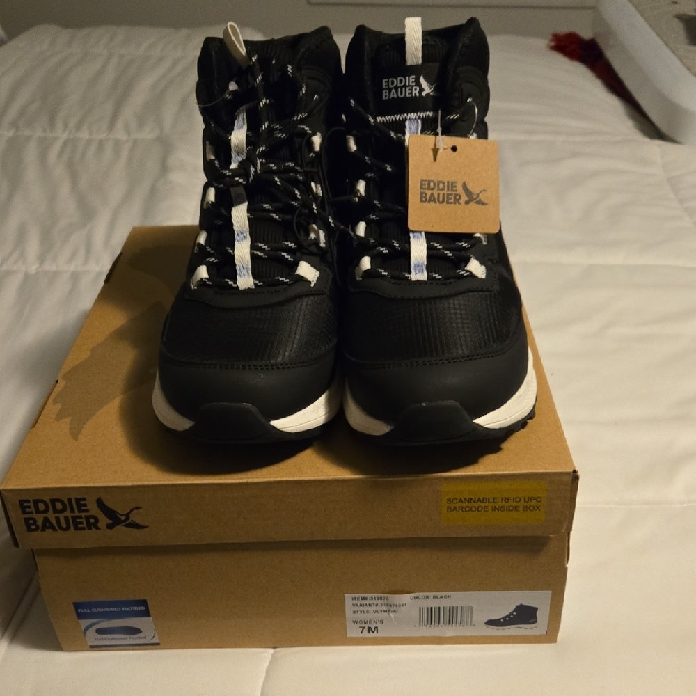 Eddie Bauer Black and White Hiking Boots